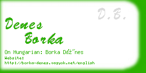 denes borka business card